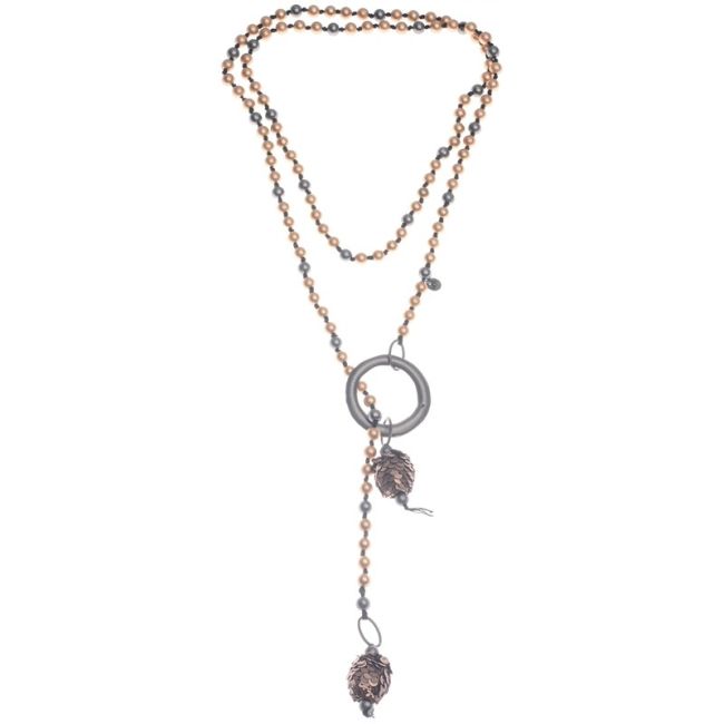 COLLAR LARGO DOBLE COLGANTE BOLAS LENTEJUELAS