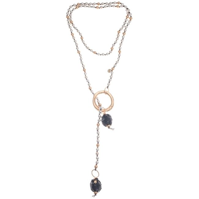 COLLAR LARGO DOBLE COLGANTE BOLAS LENTEJUELAS