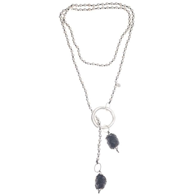 COLLAR LARGO DOBLE COLGANTE BOLAS LENTEJUELAS