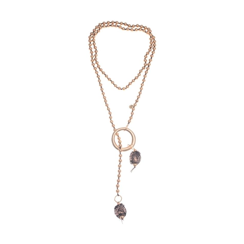 LONG DOUBLE PENDANT NECKLACE WITH SEQUIN BALLS