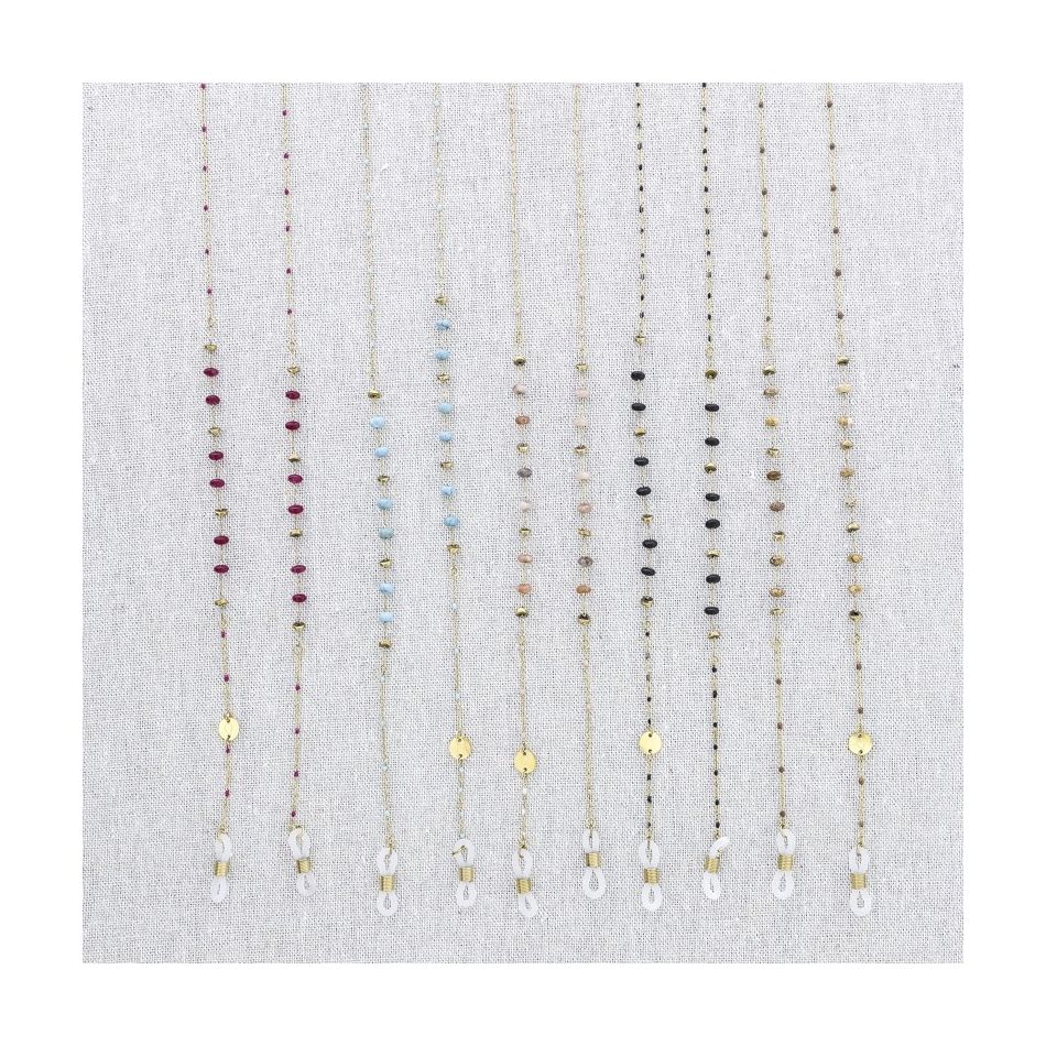 STONE GLASSES STRAP STEEL NECKLACE