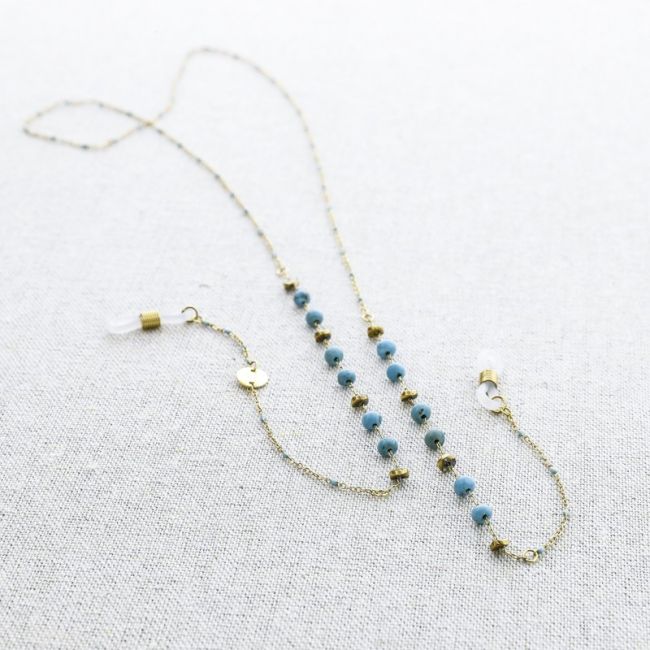 STONE GLASSES STRAP STEEL NECKLACE