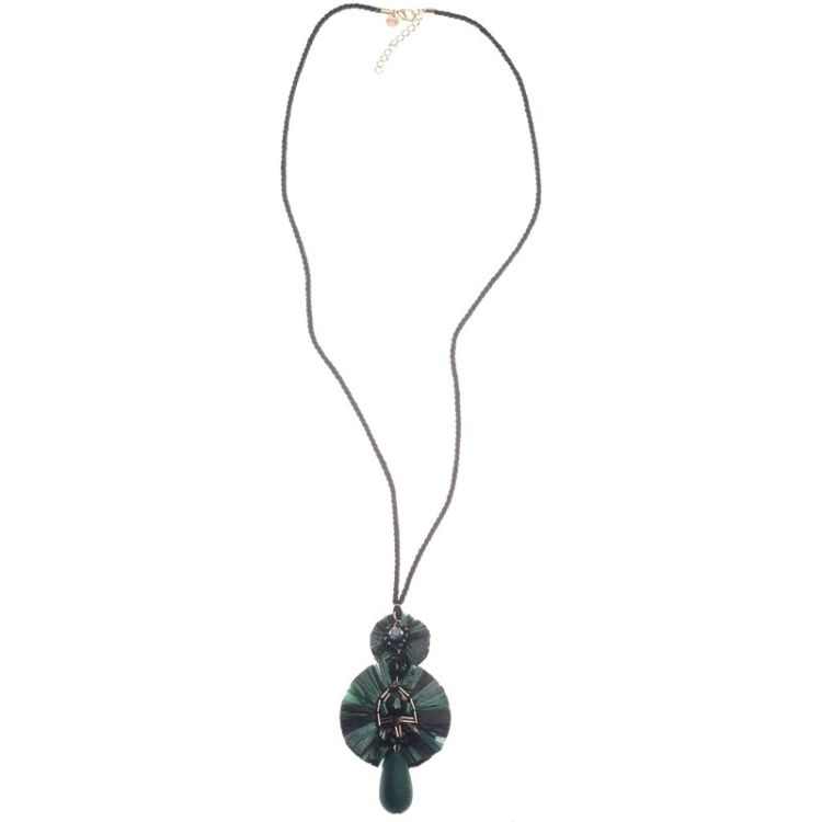 COLLAR LARGO COLGANTE DOBLE ROSETÓN COLGANTE GOTA