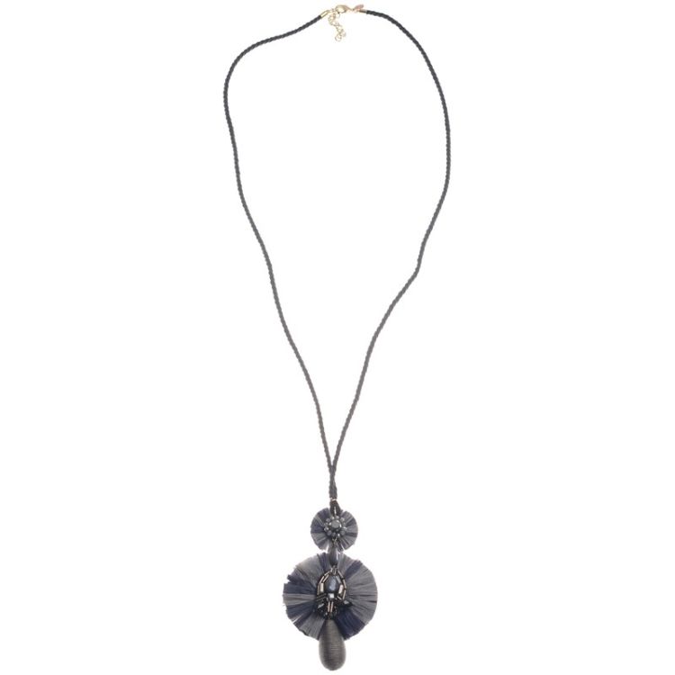 LONG NECKLACE WITH DOUBLE ROSETTE PENDANT WITH DROP PENDANT 2