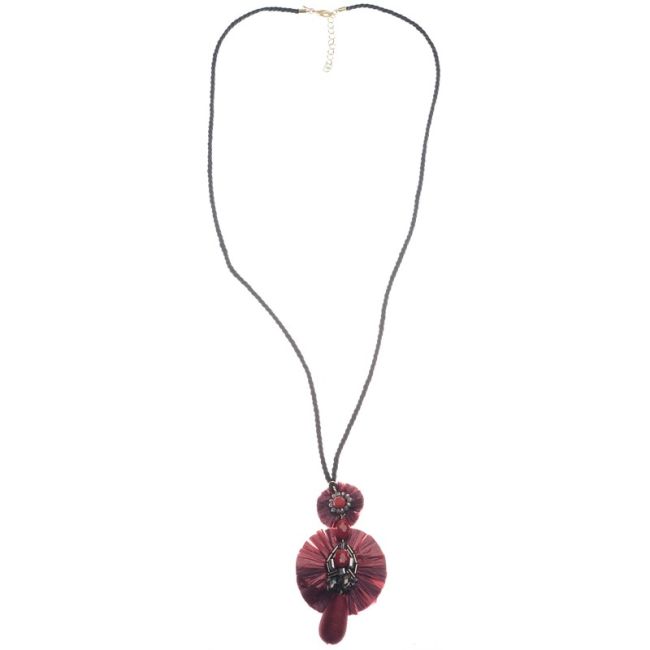 COLLAR LARGO COLGANTE DOBLE ROSETÓN COLGANTE GOTA