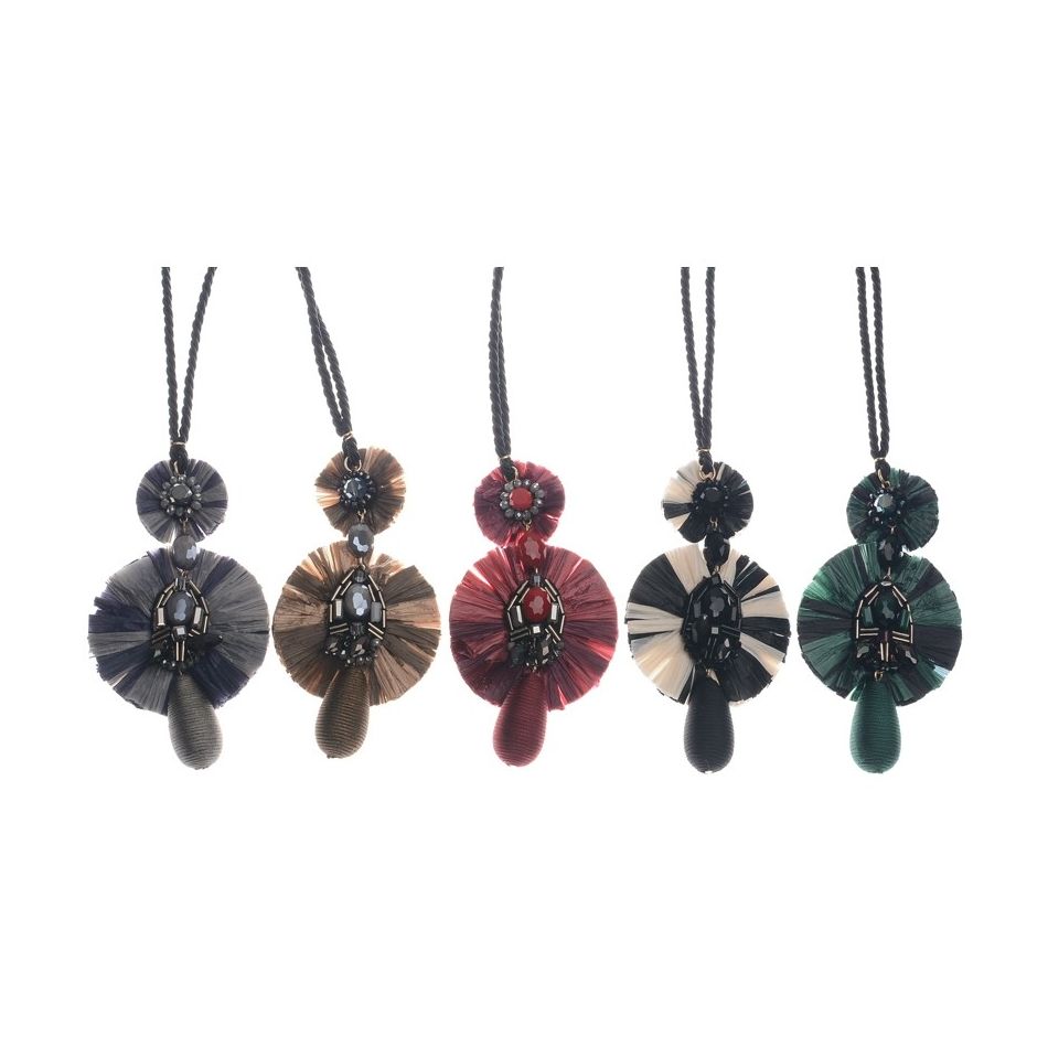 COLLAR LARGO COLGANTE DOBLE ROSETÓN COLGANTE GOTA