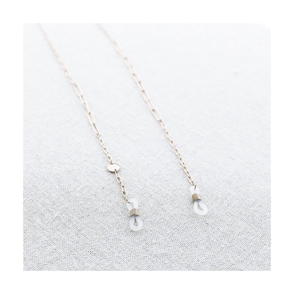 STEEL NECKLACE GLASSES STRAP FACETED STONE