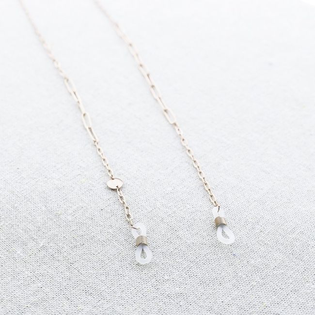 STEEL NECKLACE GLASSES STRAP FACETED STONE