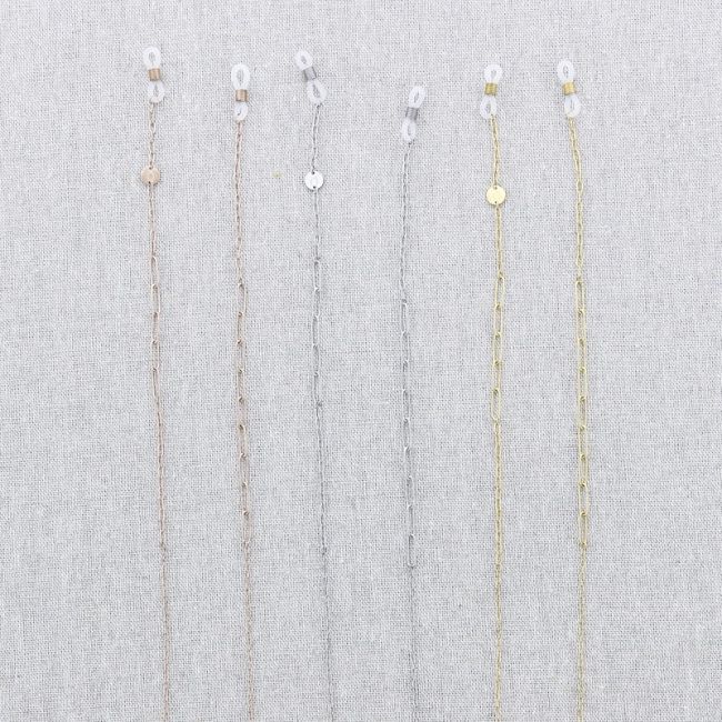 STEEL NECKLACE GLASSES STRAP FACETED STONE