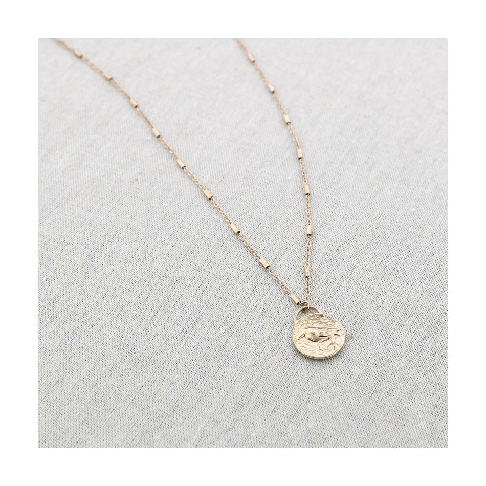 STEEL MEDAL PENDANT NECKLACE