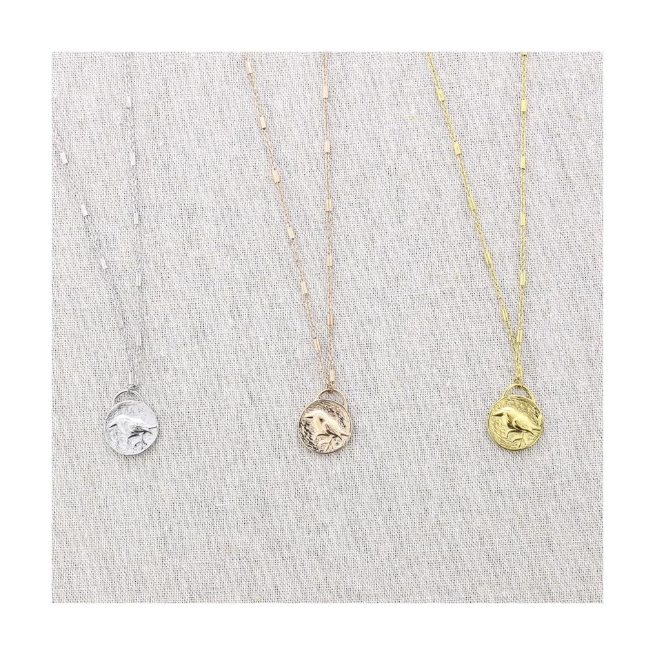 STEEL MEDAL PENDANT NECKLACE