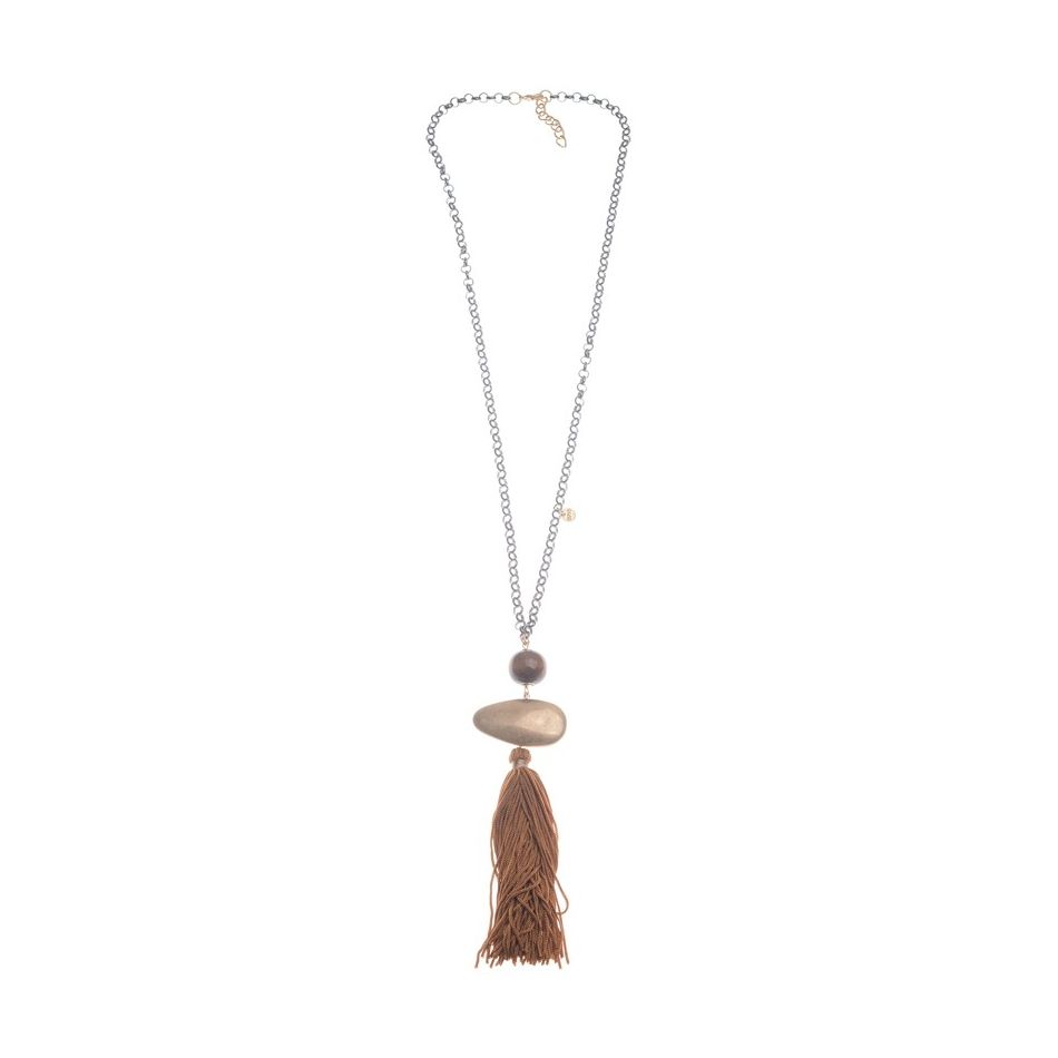 LONG FRINGE PENDANT NECKLACE