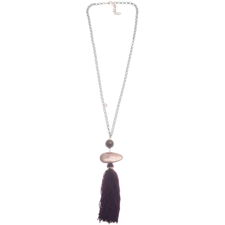COLLAR LARGO COLGANTE FLECO