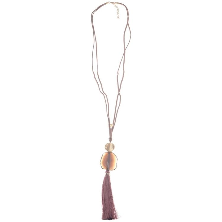 FRINGE STONE PENDANT LONG NECKLACE