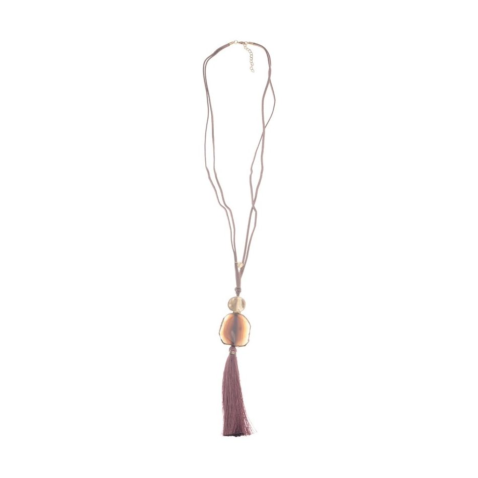 FRINGE STONE PENDANT LONG NECKLACE