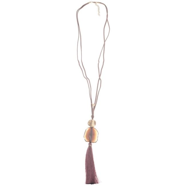 FRINGE STONE PENDANT LONG NECKLACE