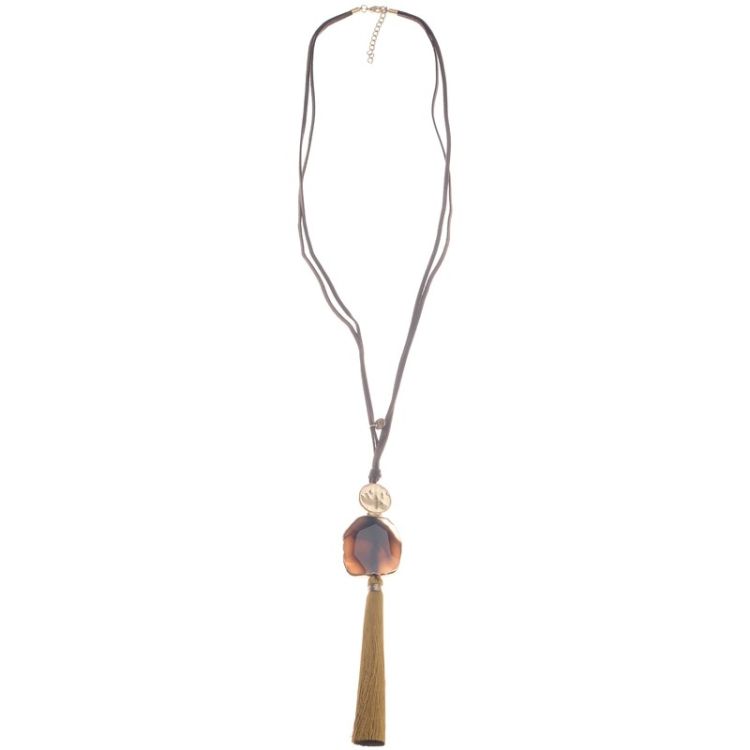 FRINGE STONE PENDANT LONG NECKLACE 2