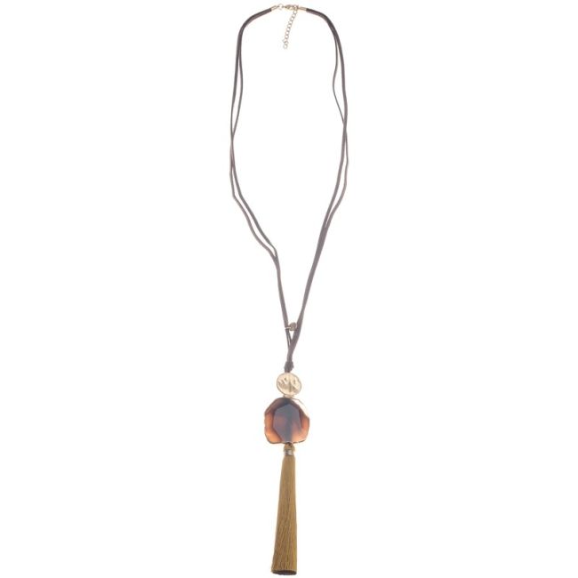 FRINGE STONE PENDANT LONG NECKLACE