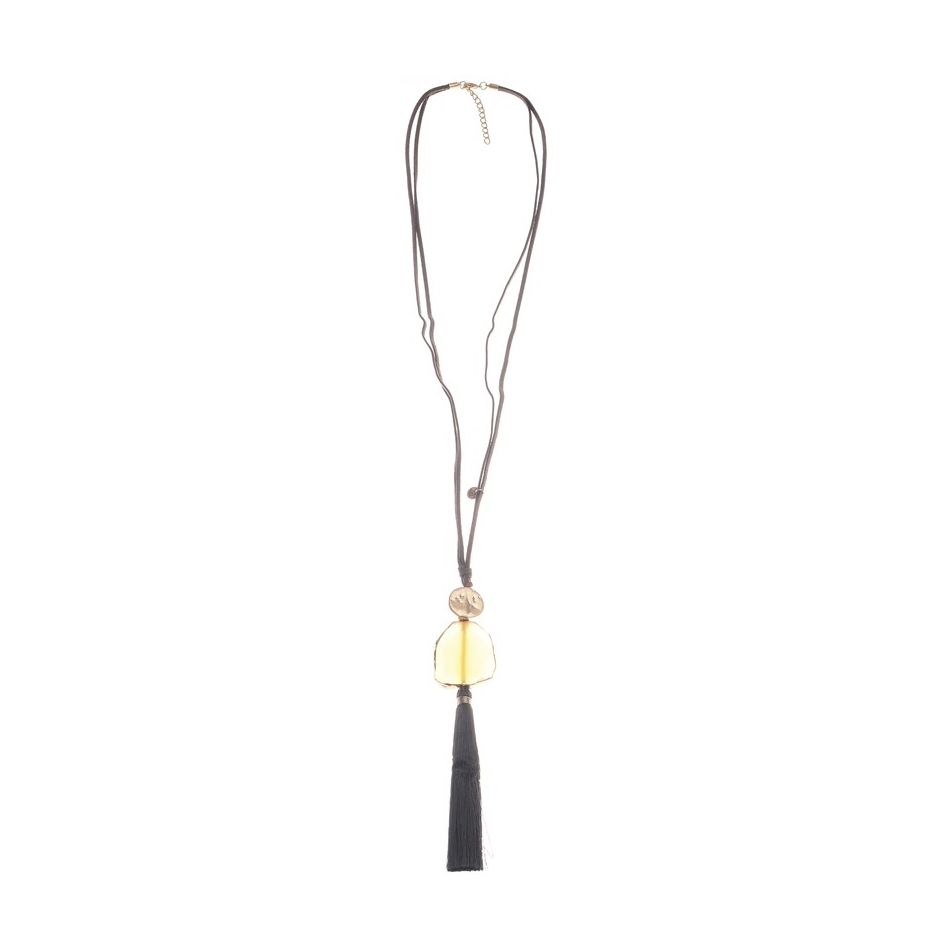 FRINGE STONE PENDANT LONG NECKLACE