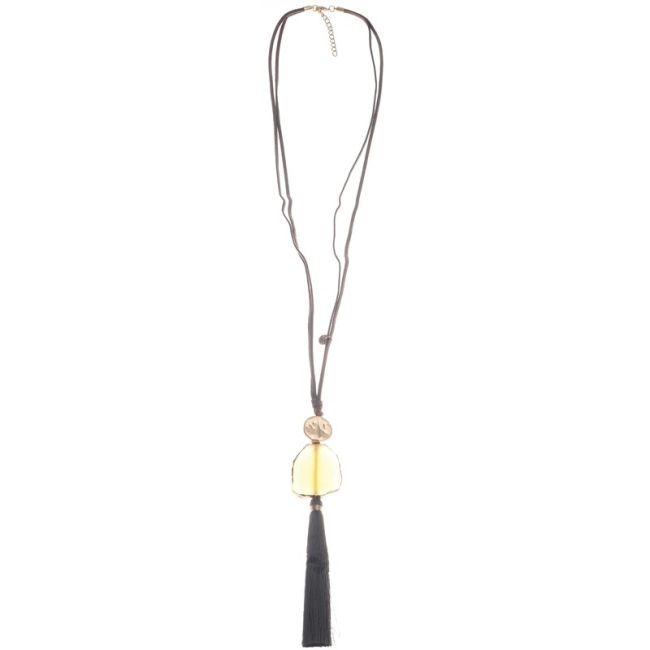 FRINGE STONE PENDANT LONG NECKLACE