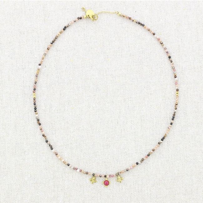 STEEL PENDANT STONES SHORT NECKLACE