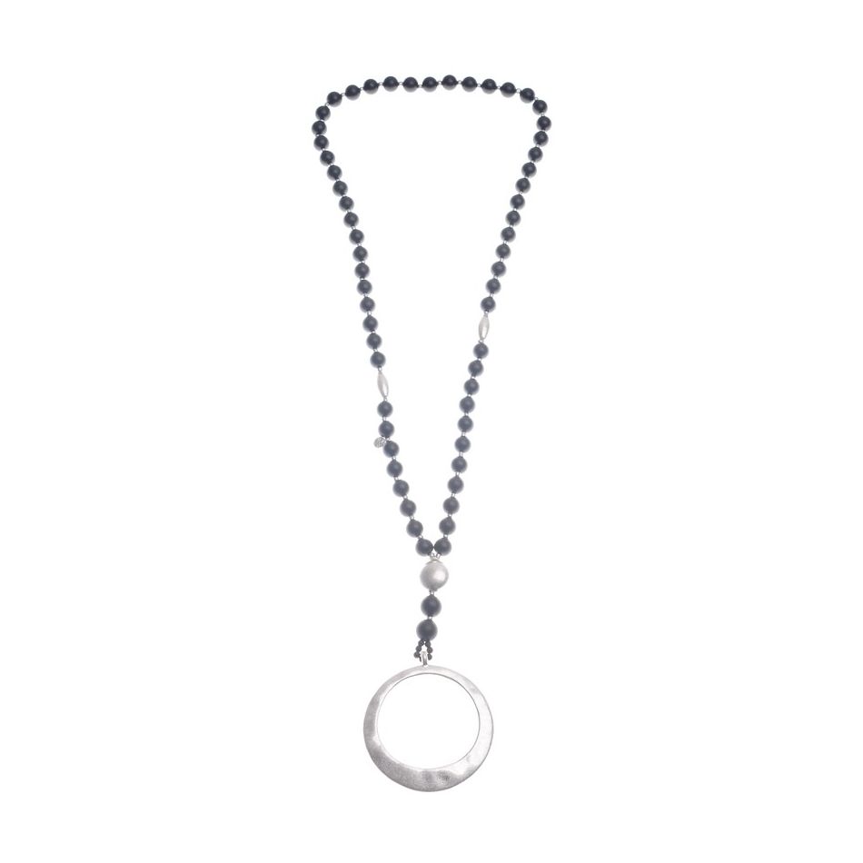 LONG NECKLACE WITH METAL RING PENDANT