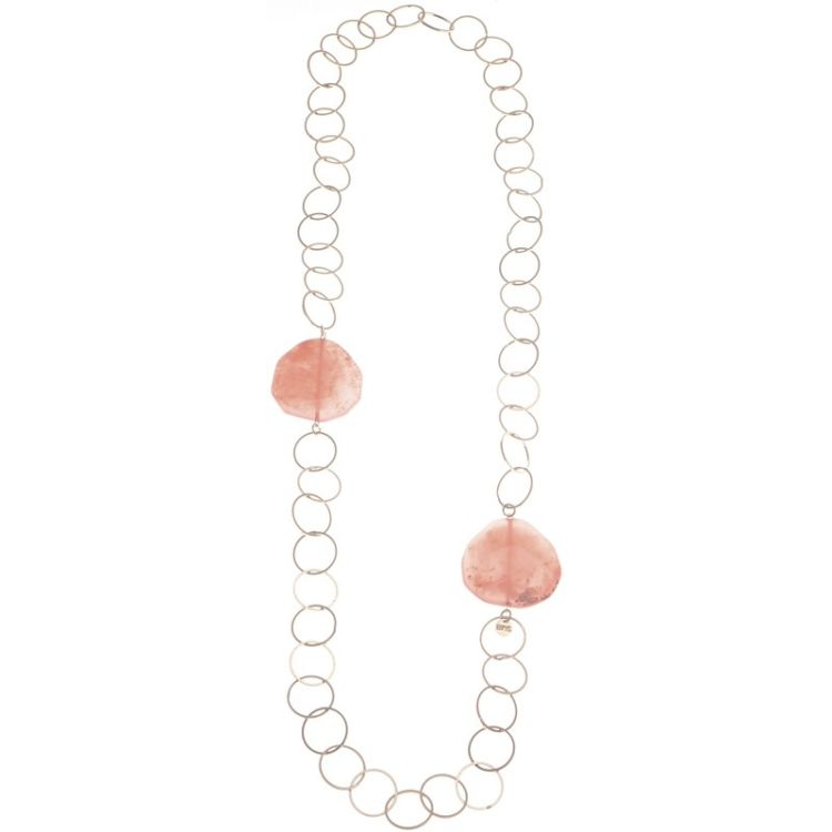 COLLAR LARGO ESLABONES CUENTAS RESINA IRREGULAR