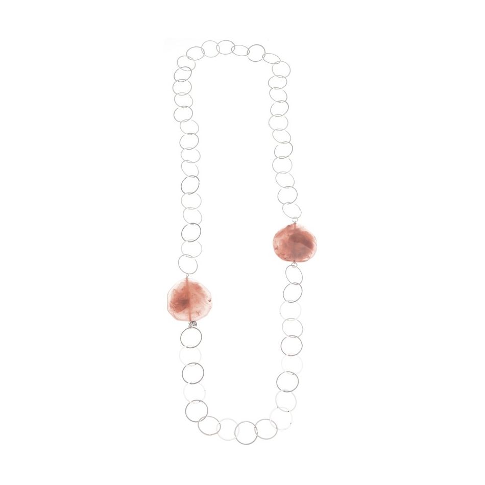 COLLAR LARGO ESLABONES CUENTAS RESINA IRREGULAR