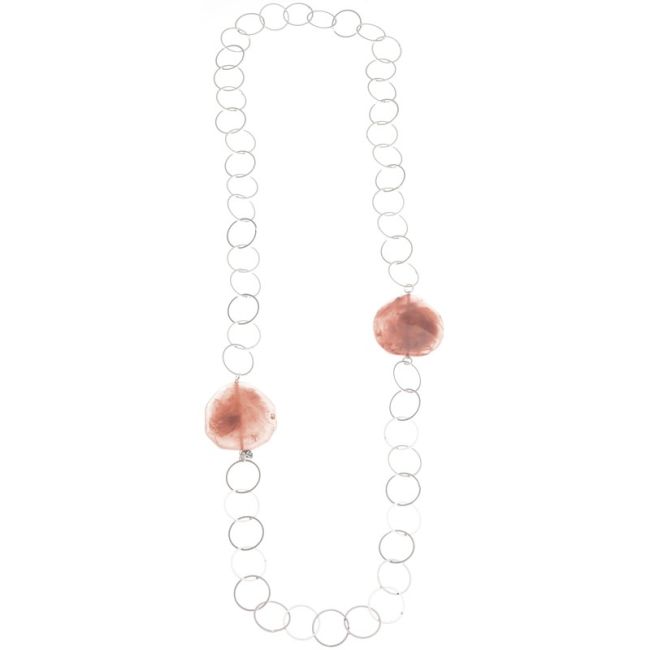 COLLAR LARGO ESLABONES CUENTAS RESINA IRREGULAR