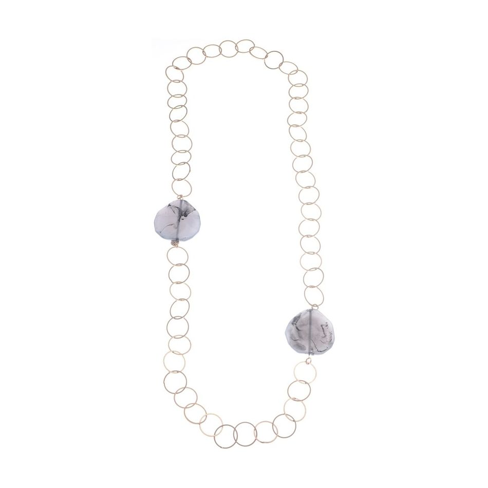 IRREGULAR RESIN BEADS LINKS LONG NECKLACE