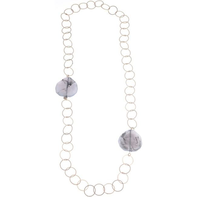IRREGULAR RESIN BEADS LINKS LONG NECKLACE