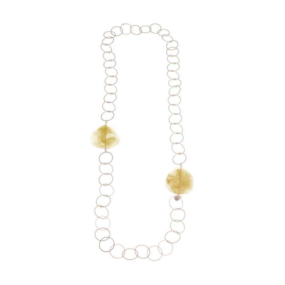 COLLAR LARGO ESLABONES CUENTAS RESINA IRREGULAR