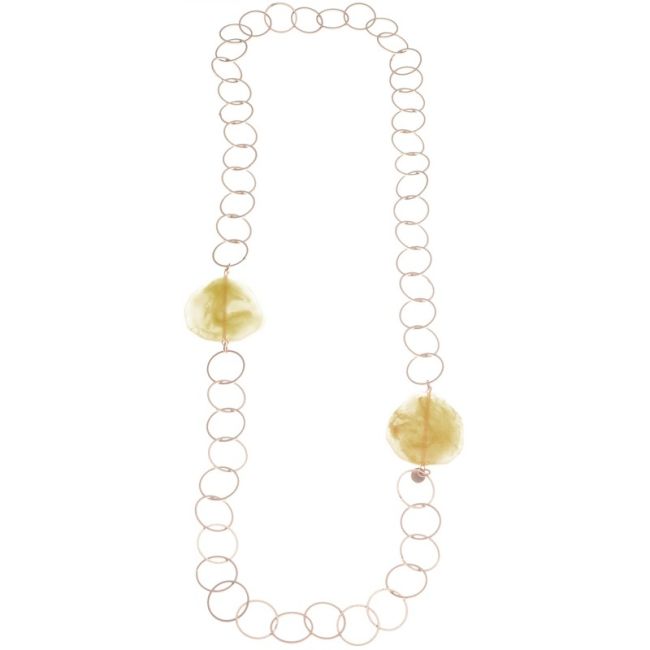 COLLAR LARGO ESLABONES CUENTAS RESINA IRREGULAR