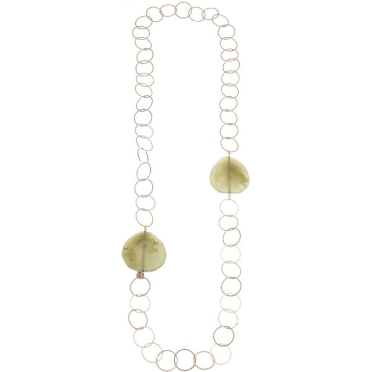 COLLAR LARGO ESLABONES CUENTAS RESINA IRREGULAR 2