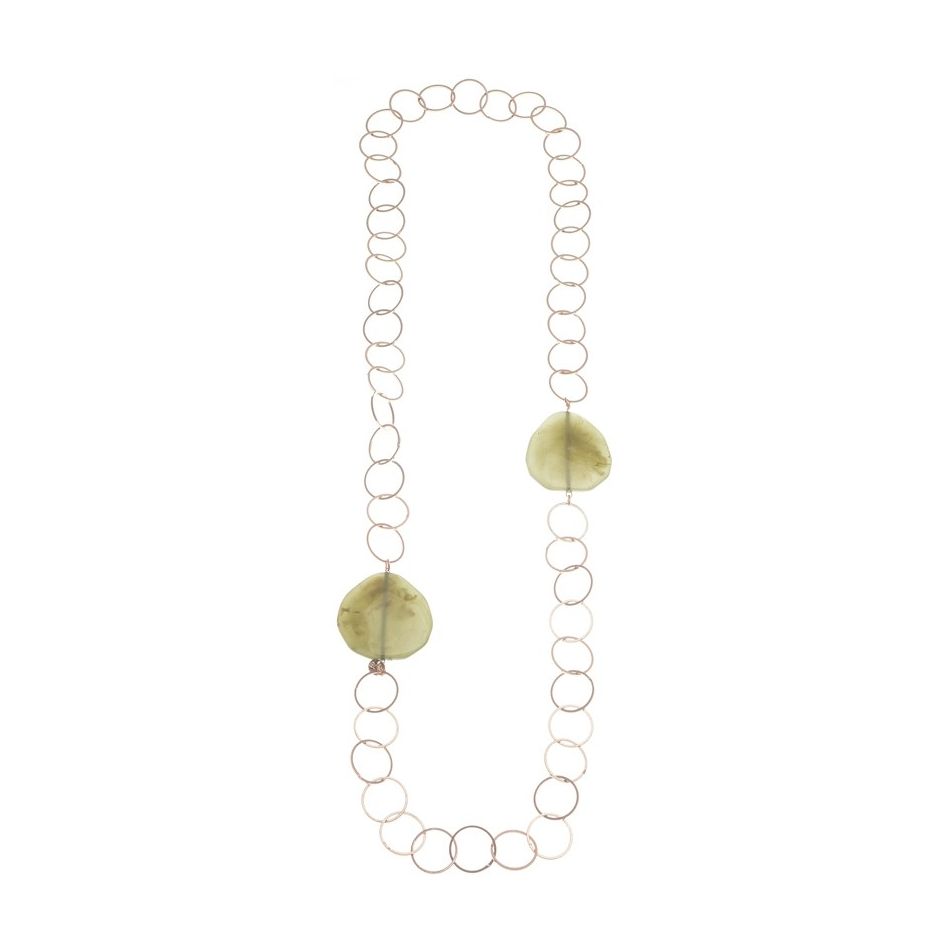 COLLAR LARGO ESLABONES CUENTAS RESINA IRREGULAR