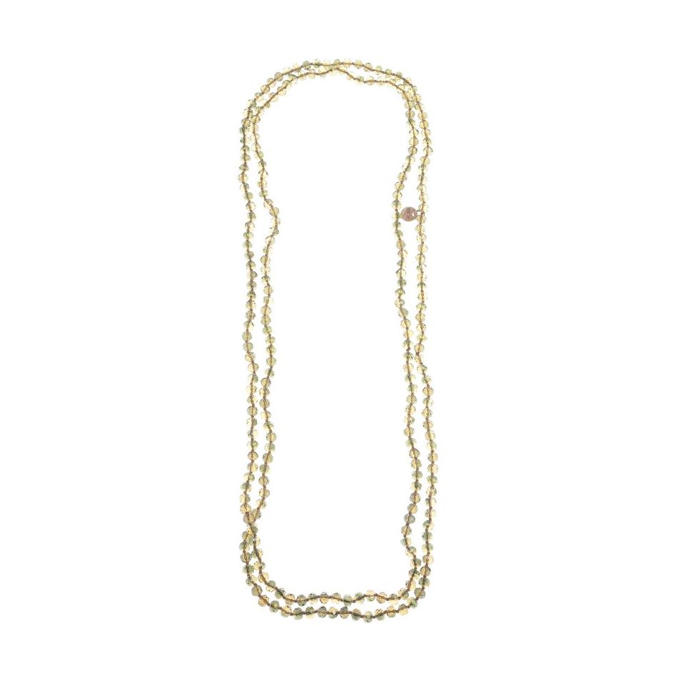 LONG NECKLACE WITH FACETED CRYSTALS 6MM