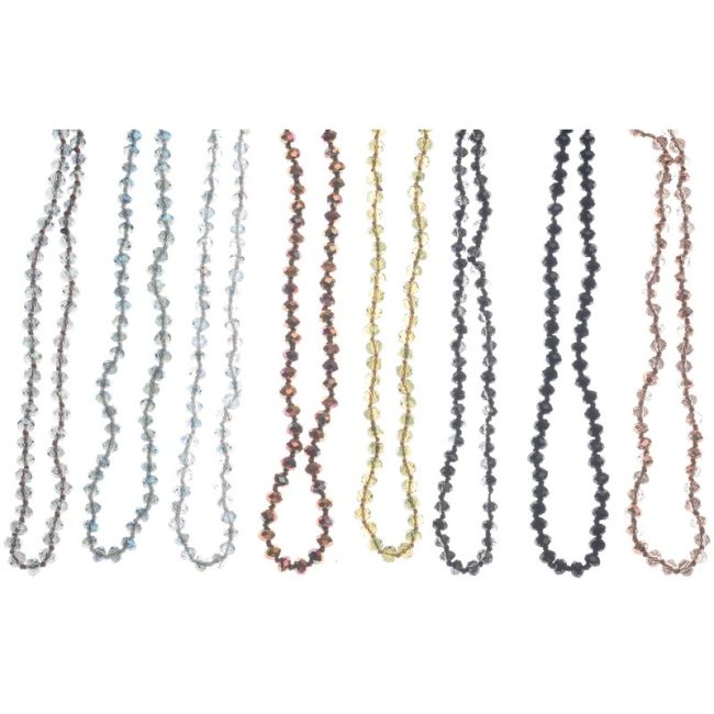 LONG NECKLACE WITH FACETED CRYSTALS 6MM