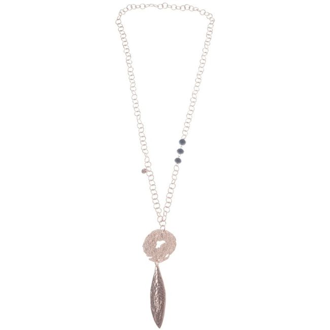METAL LEAF PENDANT LONG NECKLACE