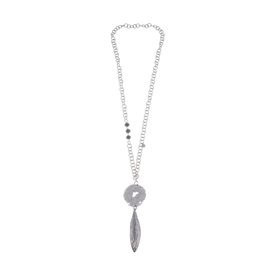 METAL LEAF PENDANT LONG NECKLACE