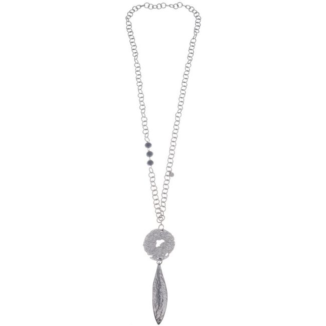 COLLAR LARGO COLGANTE HOJA METAL
