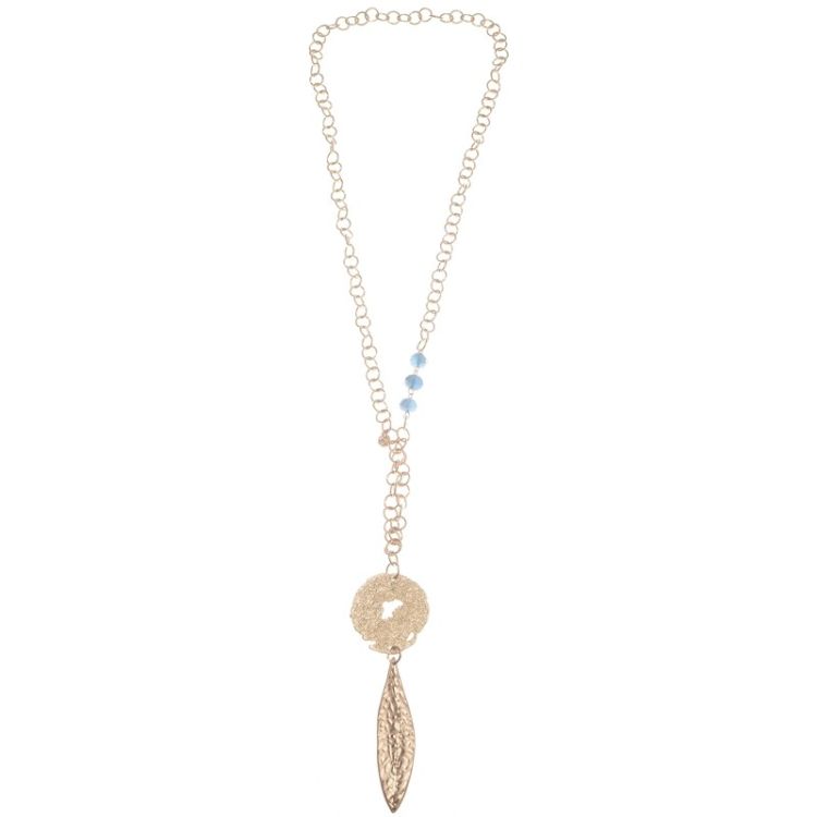METAL LEAF PENDANT LONG NECKLACE 2