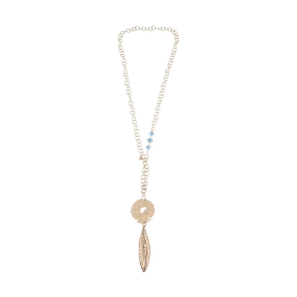 METAL LEAF PENDANT LONG NECKLACE