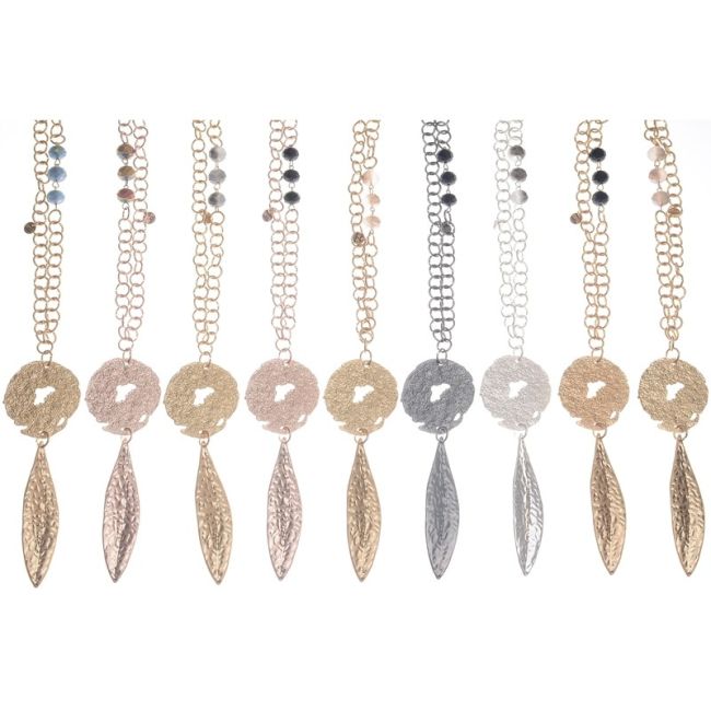 COLLAR LARGO COLGANTE HOJA METAL
