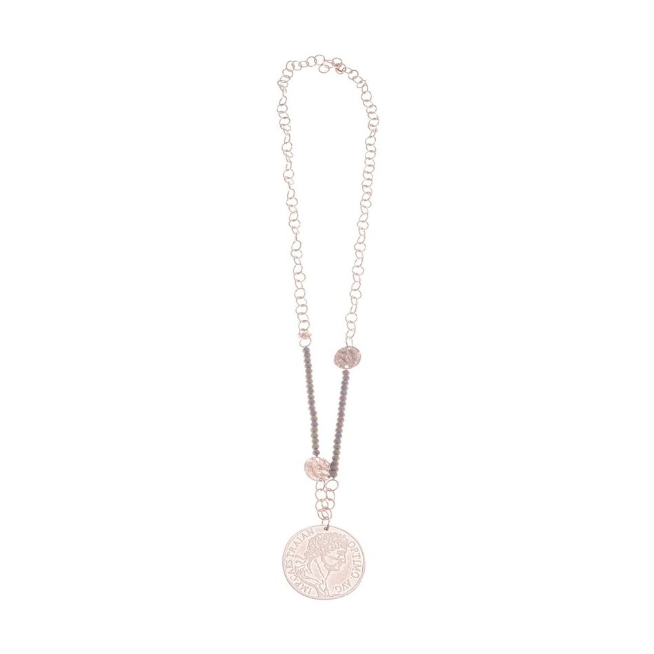 METAL MEDALLION PENDANT LONG NECKLACE