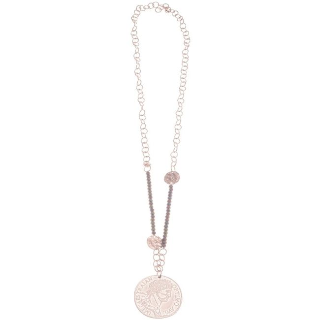 METAL MEDALLION PENDANT LONG NECKLACE