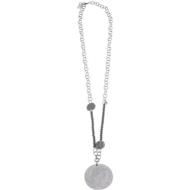 METAL MEDALLION PENDANT LONG NECKLACE