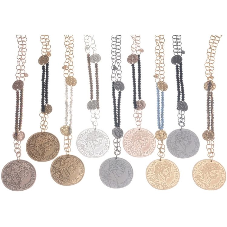 COLLAR LARGO COLGANTE MEDALLÓN METAL 2