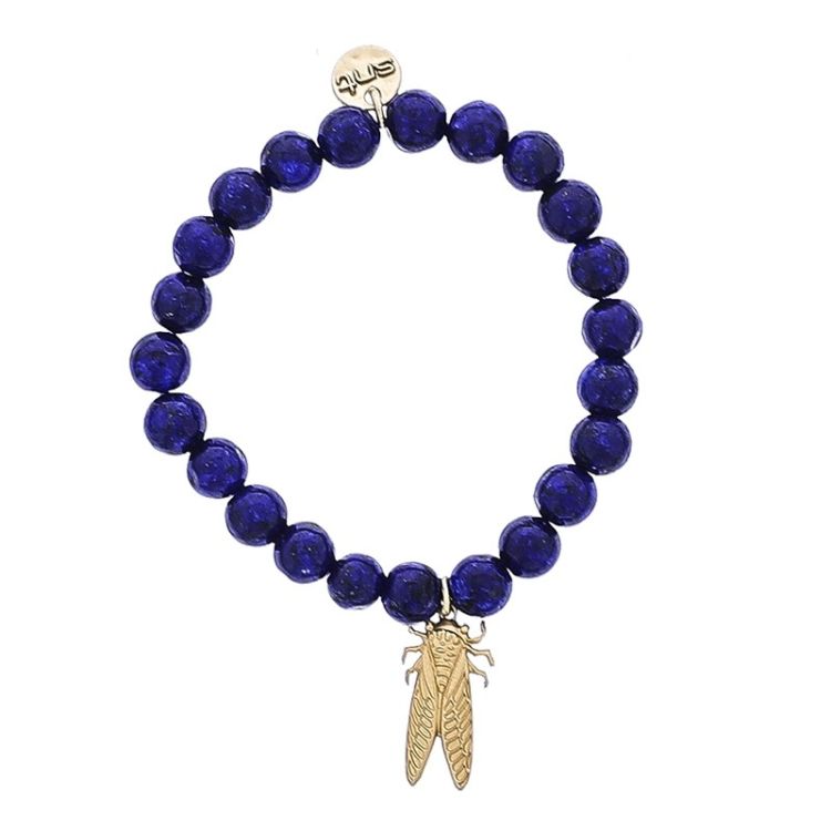 ELASTIC NATURAL STONES METAL INSECT BRACELET