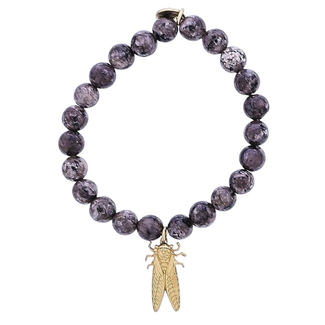ELASTIC NATURAL STONES METAL INSECT BRACELET