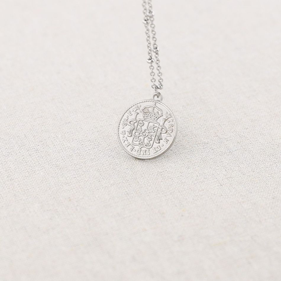 60CM COIN PENDANT STEEL NECKLACE